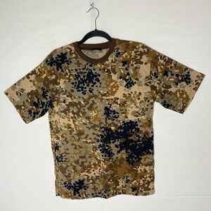 Vintage Mil-Tec Tan Brown Black Tibetan Tarn  Camouflage Crew Neck T Shirt XL